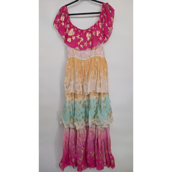 NWT LoveShackFancy Vynne Ombré Colorful Tiered Maxi Dress Sz 8 Pink #1E507 - Picture 7 of 13